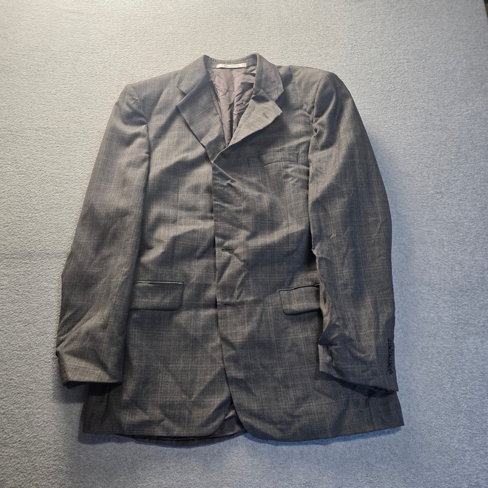Hickey Freeman Dillard's Sport Coat Blazer Mens 48R 100% Wool Gray Plaid Check